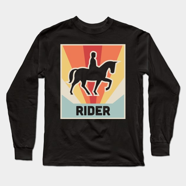 RIDER | Vintage Horseback Riding Poster Long Sleeve T-Shirt by MeatMan